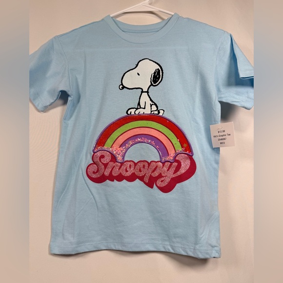 Peanuts Other - Youth Peanuts Snoopy Blue Graphic T-Shirt with Rainbow Design NWT